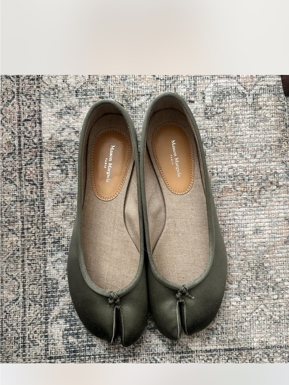 Maison Martin Margiela Olive Green Tabi Ballet Flats